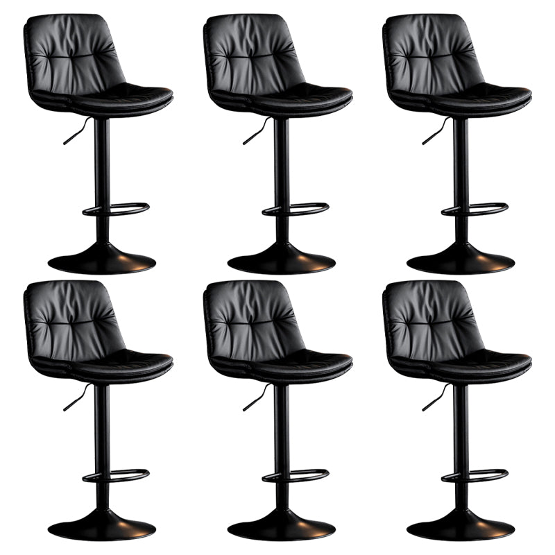 Modern Metal Barstool Faux Leather Footrest Stool Adjustable Height in Matte Finish Black Black 6 Piece Set Clearhalo 'Bar Furniture' 'Bar Stools' 'bar_stools' 'furn' 'furn_bar_stools' 'Furniture' 'Kitchen & Dining Furniture' 5527603