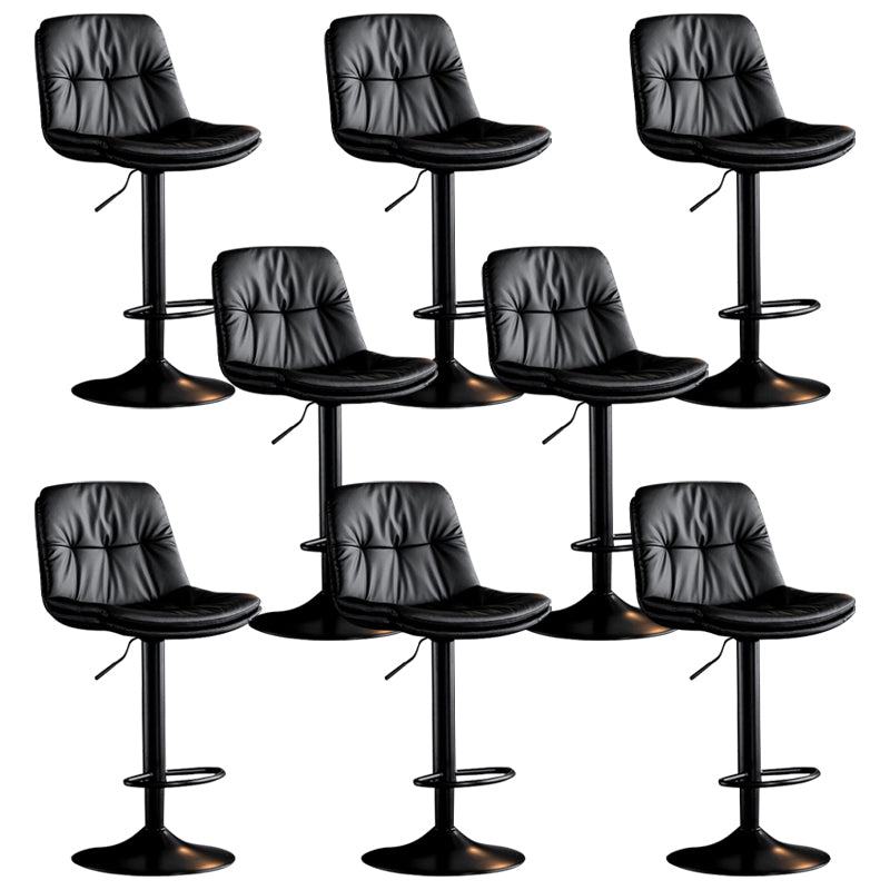 Modern Metal Barstool Faux Leather Footrest Stool Adjustable Height in Matte Finish Black Black 8 Piece Set Clearhalo 'Bar Furniture' 'Bar Stools' 'bar_stools' 'furn' 'furn_bar_stools' 'Furniture' 'Kitchen & Dining Furniture' 5527605