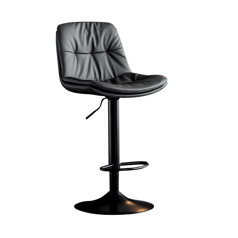 Modern Metal Barstool Faux Leather Footrest Stool Adjustable Height in Matte Finish Dark Gray Black 1 Piece Clearhalo 'Bar Furniture' 'Bar Stools' 'bar_stools' 'furn' 'furn_bar_stools' 'Furniture' 'Kitchen & Dining Furniture' 5527607