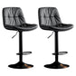 Modern Metal Barstool Faux Leather Footrest Stool Adjustable Height in Matte Finish Dark Gray Black 2 Piece Set Clearhalo 'Bar Furniture' 'Bar Stools' 'bar_stools' 'furn' 'furn_bar_stools' 'Furniture' 'Kitchen & Dining Furniture' 5527609
