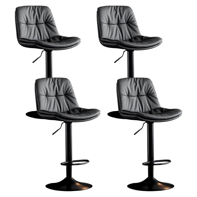 Modern Metal Barstool Faux Leather Footrest Stool Adjustable Height in Matte Finish Dark Gray Black 4 Piece Set Clearhalo 'Bar Furniture' 'Bar Stools' 'bar_stools' 'furn' 'furn_bar_stools' 'Furniture' 'Kitchen & Dining Furniture' 5527611