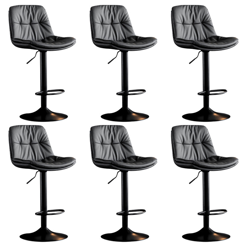 Modern Metal Barstool Faux Leather Footrest Stool Adjustable Height in Matte Finish Dark Gray Black 6 Piece Set Clearhalo 'Bar Furniture' 'Bar Stools' 'bar_stools' 'furn' 'furn_bar_stools' 'Furniture' 'Kitchen & Dining Furniture' 5527613
