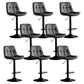 Modern Metal Barstool Faux Leather Footrest Stool Adjustable Height in Matte Finish Dark Gray Black 8 Piece Set Clearhalo 'Bar Furniture' 'Bar Stools' 'bar_stools' 'furn' 'furn_bar_stools' 'Furniture' 'Kitchen & Dining Furniture' 5527614