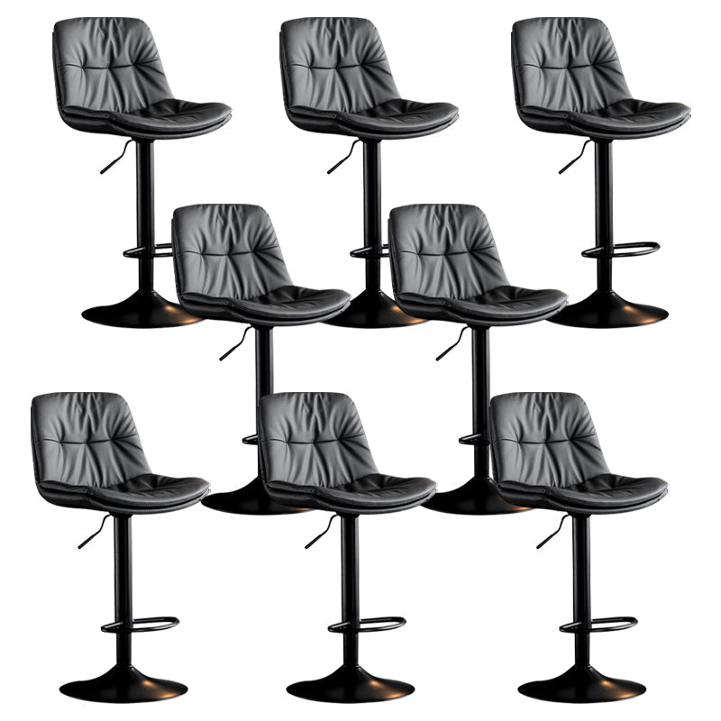 Modern Metal Barstool Faux Leather Footrest Stool Adjustable Height in Matte Finish Dark Gray Black 8 Piece Set Clearhalo 'Bar Furniture' 'Bar Stools' 'bar_stools' 'furn' 'furn_bar_stools' 'Furniture' 'Kitchen & Dining Furniture' 5527614