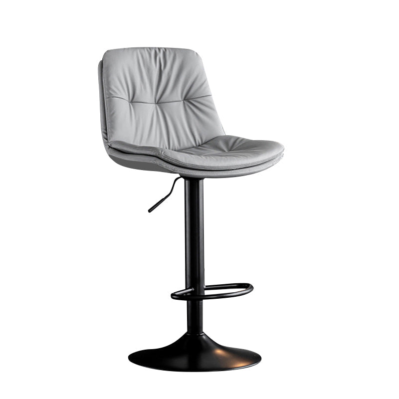 Modern Metal Barstool Faux Leather Footrest Stool Adjustable Height in Matte Finish Light Gray Black 1 Piece Clearhalo 'Bar Furniture' 'Bar Stools' 'bar_stools' 'furn' 'furn_bar_stools' 'Furniture' 'Kitchen & Dining Furniture' 5527616