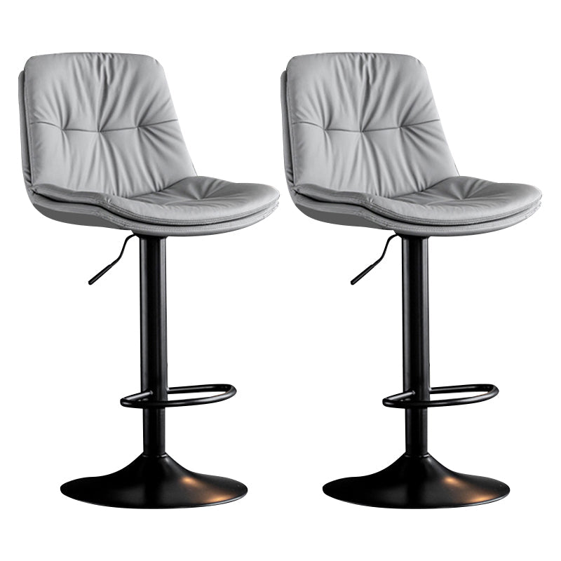 Modern Metal Barstool Faux Leather Footrest Stool Adjustable Height in Matte Finish Light Gray Black 2 Piece Set Clearhalo 'Bar Furniture' 'Bar Stools' 'bar_stools' 'furn' 'furn_bar_stools' 'Furniture' 'Kitchen & Dining Furniture' 5527617