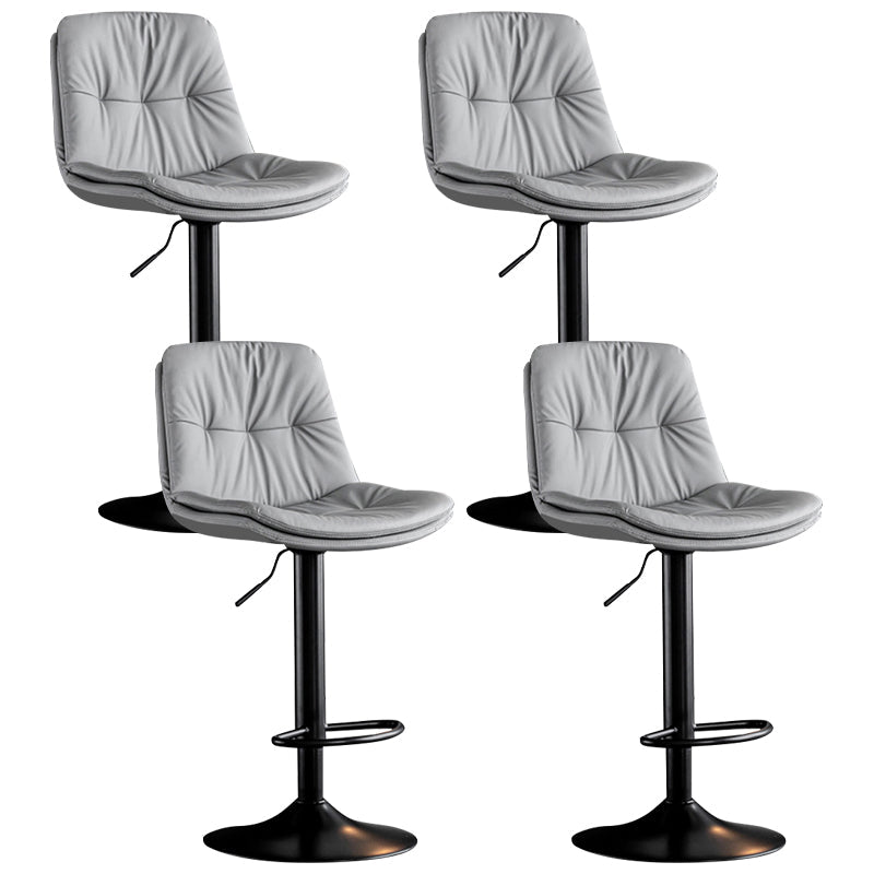 Modern Metal Barstool Faux Leather Footrest Stool Adjustable Height in Matte Finish Light Gray Black 4 Piece Set Clearhalo 'Bar Furniture' 'Bar Stools' 'bar_stools' 'furn' 'furn_bar_stools' 'Furniture' 'Kitchen & Dining Furniture' 5527618