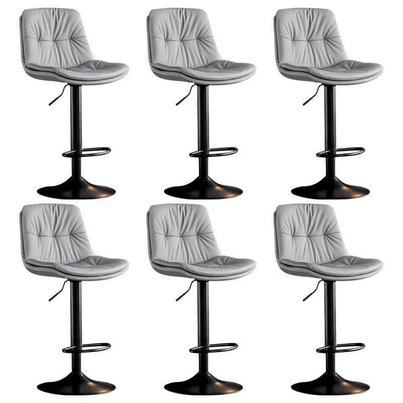 Modern Metal Barstool Faux Leather Footrest Stool Adjustable Height in Matte Finish Light Gray Black 6 Piece Set Clearhalo 'Bar Furniture' 'Bar Stools' 'bar_stools' 'furn' 'furn_bar_stools' 'Furniture' 'Kitchen & Dining Furniture' 5527619