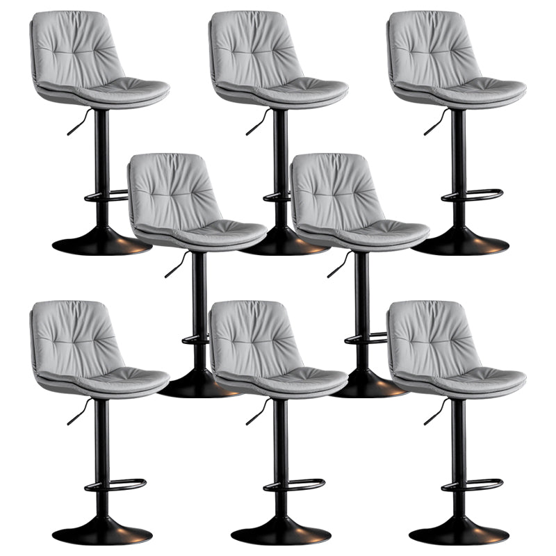 Modern Metal Barstool Faux Leather Footrest Stool Adjustable Height in Matte Finish Light Gray Black 8 Piece Set Clearhalo 'Bar Furniture' 'Bar Stools' 'bar_stools' 'furn' 'furn_bar_stools' 'Furniture' 'Kitchen & Dining Furniture' 5527620