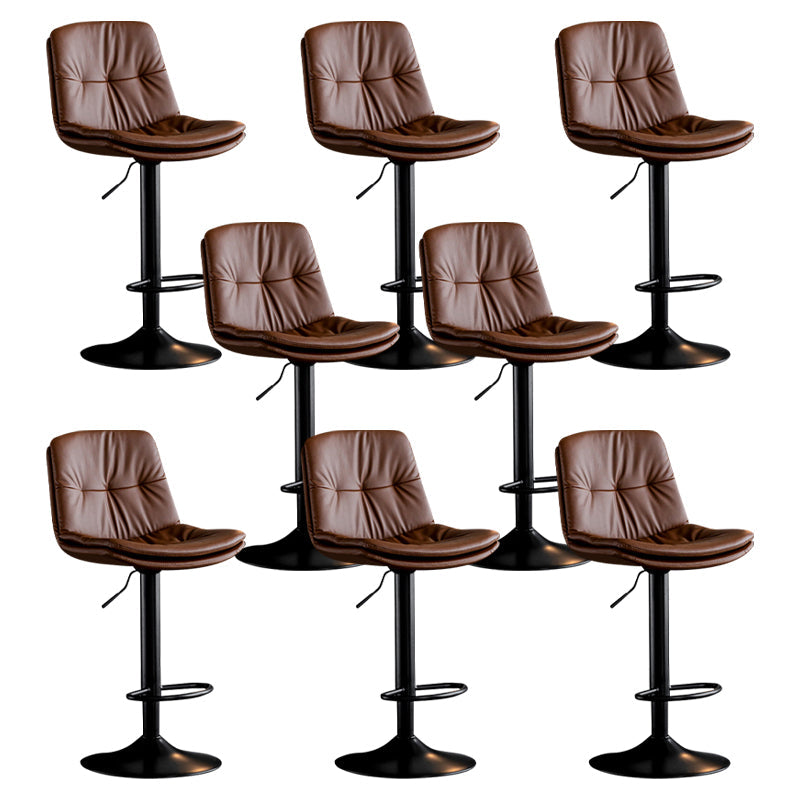 Modern Metal Barstool Faux Leather Footrest Stool Adjustable Height in Matte Finish Brown Black 8 Piece Set Clearhalo 'Bar Furniture' 'Bar Stools' 'bar_stools' 'furn' 'furn_bar_stools' 'Furniture' 'Kitchen & Dining Furniture' 5527625