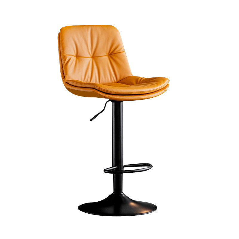 Modern Metal Barstool Faux Leather Footrest Stool Adjustable Height in Matte Finish Orange Black 1 Piece Clearhalo 'Bar Furniture' 'Bar Stools' 'bar_stools' 'furn' 'furn_bar_stools' 'Furniture' 'Kitchen & Dining Furniture' 5527626