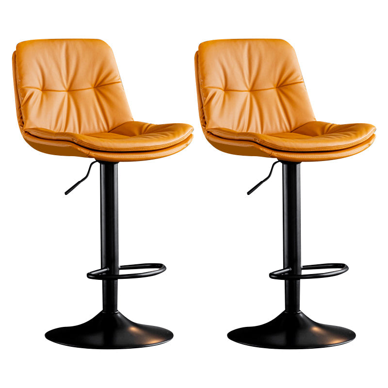 Modern Metal Barstool Faux Leather Footrest Stool Adjustable Height in Matte Finish Orange Black 2 Piece Set Clearhalo 'Bar Furniture' 'Bar Stools' 'bar_stools' 'furn' 'furn_bar_stools' 'Furniture' 'Kitchen & Dining Furniture' 5527627
