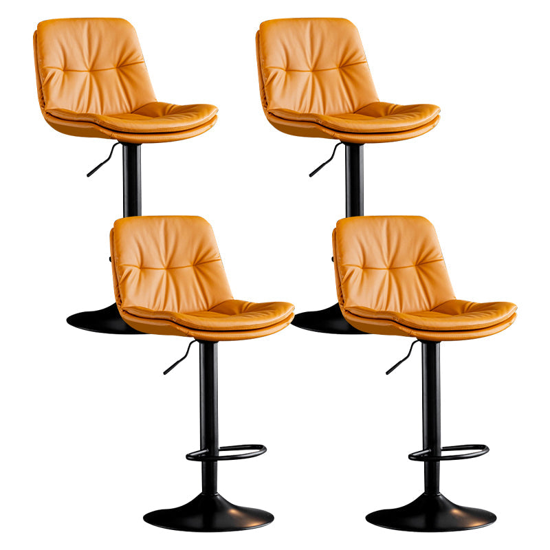 Modern Metal Barstool Faux Leather Footrest Stool Adjustable Height in Matte Finish Orange Black 4 Piece Set Clearhalo 'Bar Furniture' 'Bar Stools' 'bar_stools' 'furn' 'furn_bar_stools' 'Furniture' 'Kitchen & Dining Furniture' 5527628