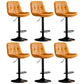 Modern Metal Barstool Faux Leather Footrest Stool Adjustable Height in Matte Finish Orange Black 6 Piece Set Clearhalo 'Bar Furniture' 'Bar Stools' 'bar_stools' 'furn' 'furn_bar_stools' 'Furniture' 'Kitchen & Dining Furniture' 5527629