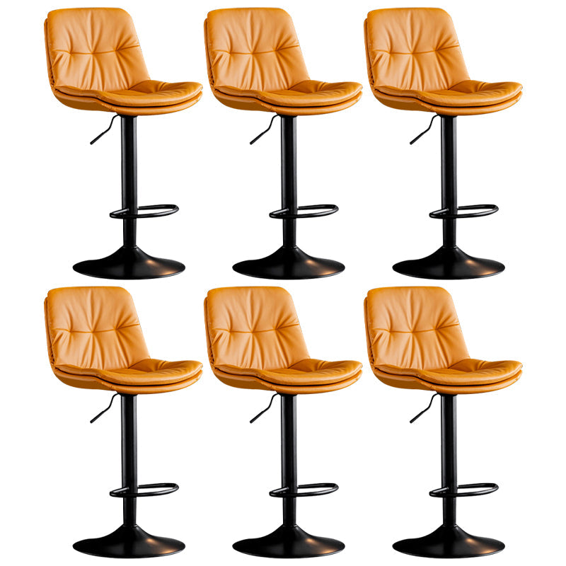 Modern Metal Barstool Faux Leather Footrest Stool Adjustable Height in Matte Finish Orange Black 6 Piece Set Clearhalo 'Bar Furniture' 'Bar Stools' 'bar_stools' 'furn' 'furn_bar_stools' 'Furniture' 'Kitchen & Dining Furniture' 5527629
