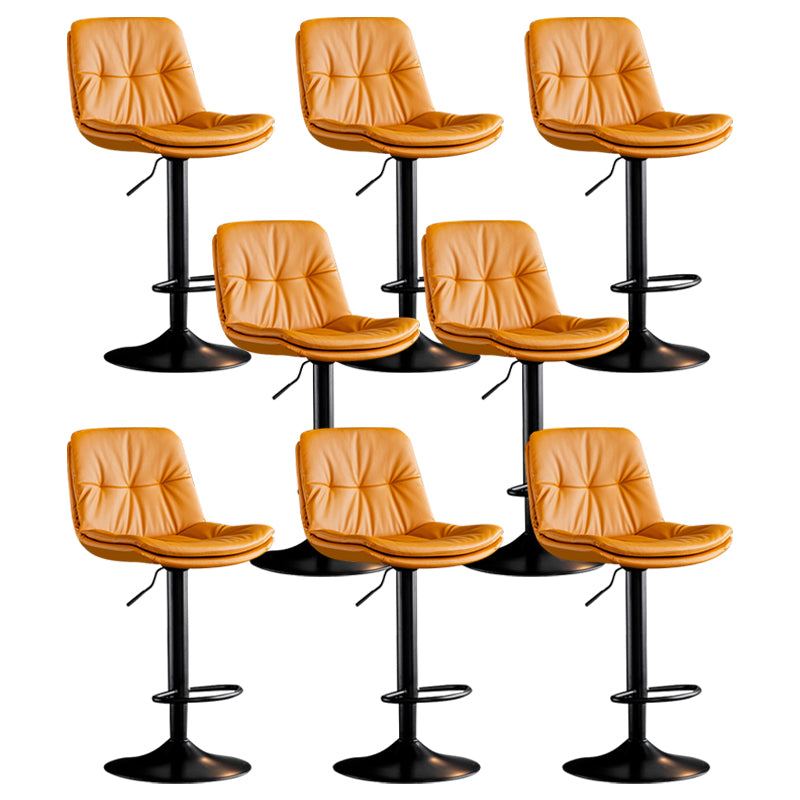 Modern Metal Barstool Faux Leather Footrest Stool Adjustable Height in Matte Finish Orange Black 8 Piece Set Clearhalo 'Bar Furniture' 'Bar Stools' 'bar_stools' 'furn' 'furn_bar_stools' 'Furniture' 'Kitchen & Dining Furniture' 5527630