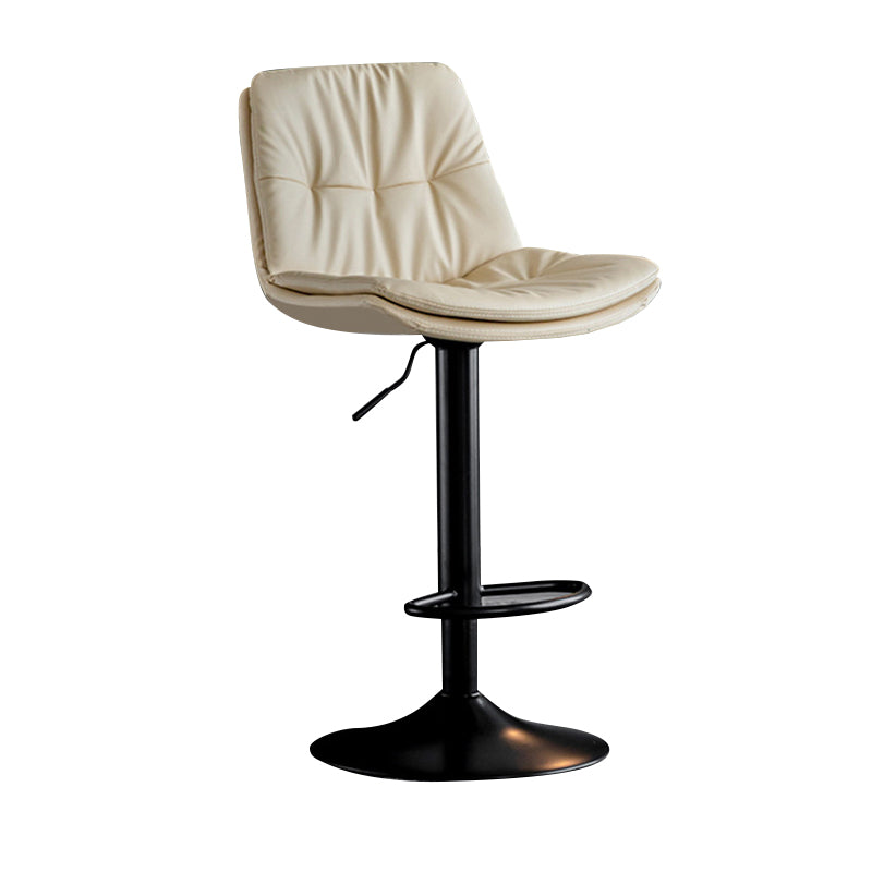 Modern Metal Barstool Faux Leather Footrest Stool Adjustable Height in Matte Finish Off-White Black 1 Piece Clearhalo 'Bar Furniture' 'Bar Stools' 'bar_stools' 'furn' 'furn_bar_stools' 'Furniture' 'Kitchen & Dining Furniture' 5527631