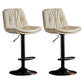 Modern Metal Barstool Faux Leather Footrest Stool Adjustable Height in Matte Finish Off-White Black 2 Piece Set Clearhalo 'Bar Furniture' 'Bar Stools' 'bar_stools' 'furn' 'furn_bar_stools' 'Furniture' 'Kitchen & Dining Furniture' 5527632