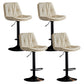 Modern Metal Barstool Faux Leather Footrest Stool Adjustable Height in Matte Finish Off-White Black 4 Piece Set Clearhalo 'Bar Furniture' 'Bar Stools' 'bar_stools' 'furn' 'furn_bar_stools' 'Furniture' 'Kitchen & Dining Furniture' 5527633