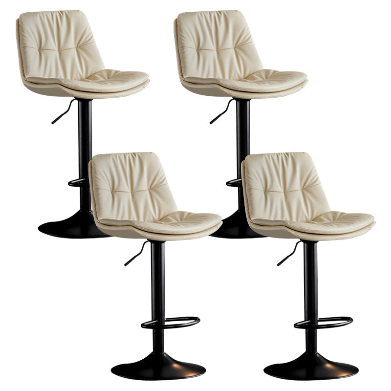 Modern Metal Barstool Faux Leather Footrest Stool Adjustable Height in Matte Finish Off-White Black 4 Piece Set Clearhalo 'Bar Furniture' 'Bar Stools' 'bar_stools' 'furn' 'furn_bar_stools' 'Furniture' 'Kitchen & Dining Furniture' 5527633