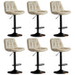 Modern Metal Barstool Faux Leather Footrest Stool Adjustable Height in Matte Finish Off-White Black 6 Piece Set Clearhalo 'Bar Furniture' 'Bar Stools' 'bar_stools' 'furn' 'furn_bar_stools' 'Furniture' 'Kitchen & Dining Furniture' 5527634