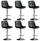 Modern Metal Barstool Faux Leather Footrest Stool Adjustable Height in Matte Finish Black Chrome 6 Piece Set Clearhalo 'Bar Furniture' 'Bar Stools' 'bar_stools' 'furn' 'furn_bar_stools' 'Furniture' 'Kitchen & Dining Furniture' 5527639
