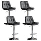 Modern Metal Barstool Faux Leather Footrest Stool Adjustable Height in Matte Finish Dark Gray Chrome 4 Piece Set Clearhalo 'Bar Furniture' 'Bar Stools' 'bar_stools' 'furn' 'furn_bar_stools' 'Furniture' 'Kitchen & Dining Furniture' 5527643