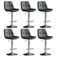 Modern Metal Barstool Faux Leather Footrest Stool Adjustable Height in Matte Finish Dark Gray Chrome 6 Piece Set Clearhalo 'Bar Furniture' 'Bar Stools' 'bar_stools' 'furn' 'furn_bar_stools' 'Furniture' 'Kitchen & Dining Furniture' 5527644