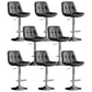Modern Metal Barstool Faux Leather Footrest Stool Adjustable Height in Matte Finish Dark Gray Chrome 8 Piece Set Clearhalo 'Bar Furniture' 'Bar Stools' 'bar_stools' 'furn' 'furn_bar_stools' 'Furniture' 'Kitchen & Dining Furniture' 5527645