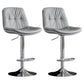 Modern Metal Barstool Faux Leather Footrest Stool Adjustable Height in Matte Finish Light Gray Chrome 2 Piece Set Clearhalo 'Bar Furniture' 'Bar Stools' 'bar_stools' 'furn' 'furn_bar_stools' 'Furniture' 'Kitchen & Dining Furniture' 5527647
