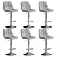 Modern Metal Barstool Faux Leather Footrest Stool Adjustable Height in Matte Finish Light Gray Chrome 6 Piece Set Clearhalo 'Bar Furniture' 'Bar Stools' 'bar_stools' 'furn' 'furn_bar_stools' 'Furniture' 'Kitchen & Dining Furniture' 5527649