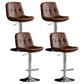 Modern Metal Barstool Faux Leather Footrest Stool Adjustable Height in Matte Finish Brown Chrome 4 Piece Set Clearhalo 'Bar Furniture' 'Bar Stools' 'bar_stools' 'furn' 'furn_bar_stools' 'Furniture' 'Kitchen & Dining Furniture' 5527653