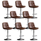 Modern Metal Barstool Faux Leather Footrest Stool Adjustable Height in Matte Finish Brown Chrome 8 Piece Set Clearhalo 'Bar Furniture' 'Bar Stools' 'bar_stools' 'furn' 'furn_bar_stools' 'Furniture' 'Kitchen & Dining Furniture' 5527655
