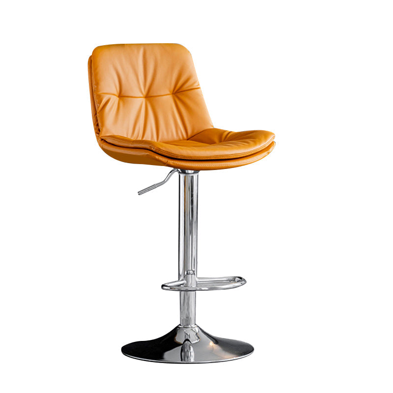 Modern Metal Barstool Faux Leather Footrest Stool Adjustable Height in Matte Finish Orange Chrome 1 Piece Clearhalo 'Bar Furniture' 'Bar Stools' 'bar_stools' 'furn' 'furn_bar_stools' 'Furniture' 'Kitchen & Dining Furniture' 5527656