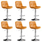 Modern Metal Barstool Faux Leather Footrest Stool Adjustable Height in Matte Finish Orange Chrome 6 Piece Set Clearhalo 'Bar Furniture' 'Bar Stools' 'bar_stools' 'furn' 'furn_bar_stools' 'Furniture' 'Kitchen & Dining Furniture' 5527659