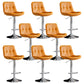 Modern Metal Barstool Faux Leather Footrest Stool Adjustable Height in Matte Finish Orange Chrome 8 Piece Set Clearhalo 'Bar Furniture' 'Bar Stools' 'bar_stools' 'furn' 'furn_bar_stools' 'Furniture' 'Kitchen & Dining Furniture' 5527660