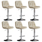 Modern Metal Barstool Faux Leather Footrest Stool Adjustable Height in Matte Finish Off-White Chrome 6 Piece Set Clearhalo 'Bar Furniture' 'Bar Stools' 'bar_stools' 'furn' 'furn_bar_stools' 'Furniture' 'Kitchen & Dining Furniture' 5527664