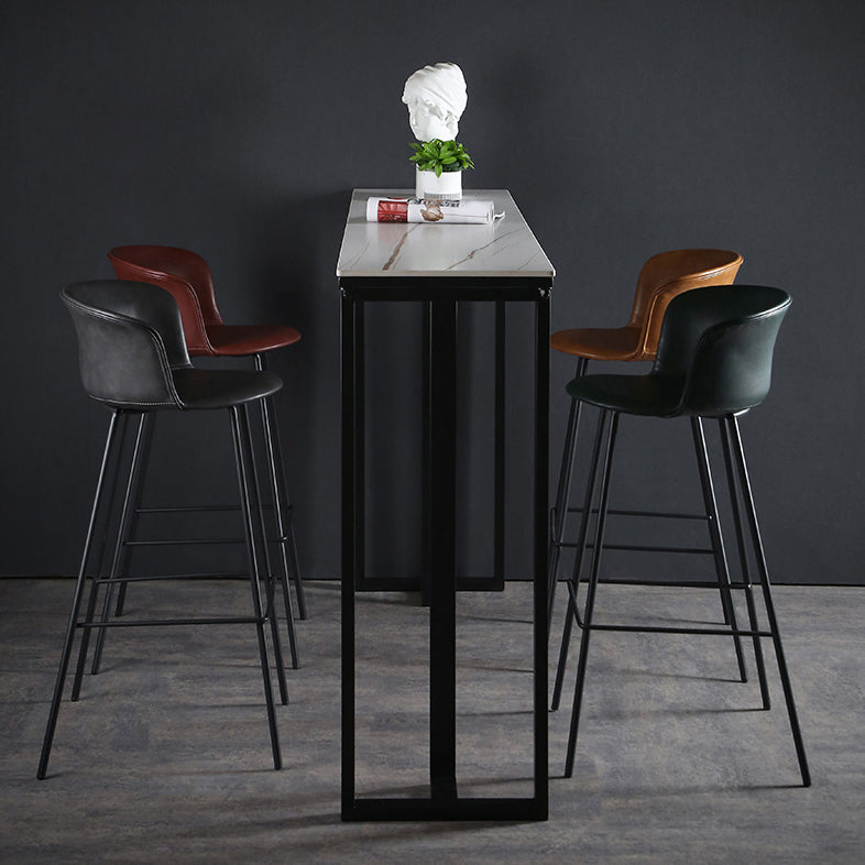 Modern Indoor Backrest Bar Stool Faux Leather Upholstered Bar Stool