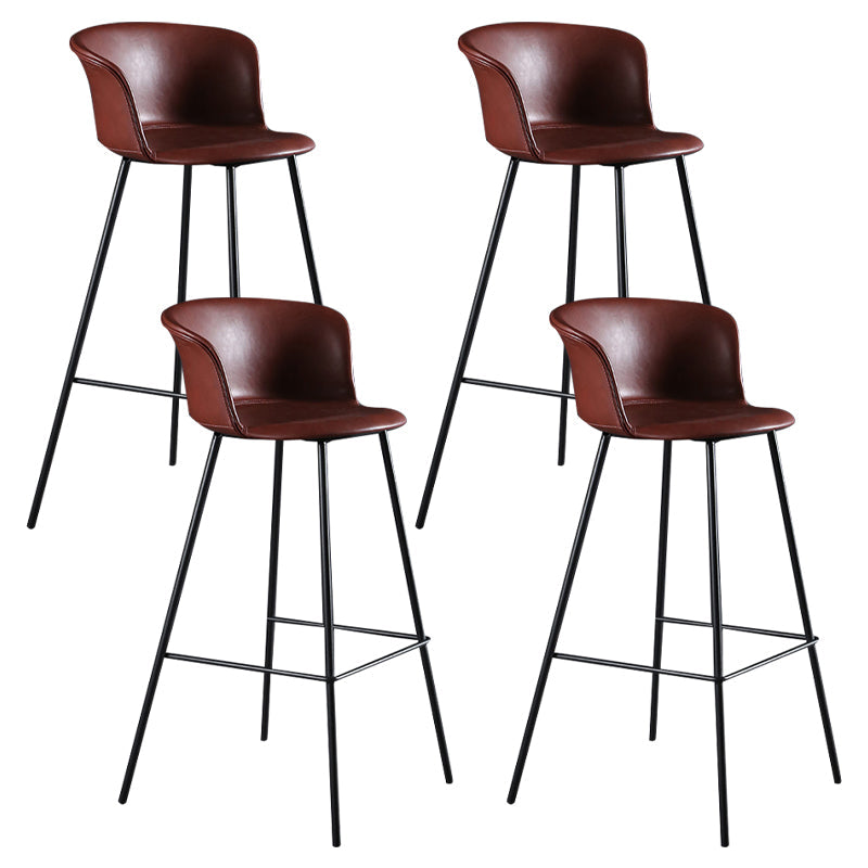 Modern Indoor Backrest Bar Stool Faux Leather Upholstered Bar Stool
