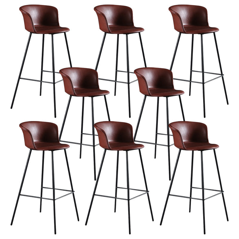 Modern Indoor Backrest Bar Stool Faux Leather Upholstered Bar Stool