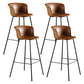 Modern Indoor Backrest Bar Stool Faux Leather Upholstered Bar Stool