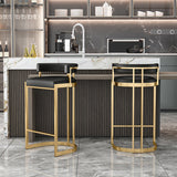 Glam Bucket Bar Stool Upholstered Bar Stool with Gold Metal Base