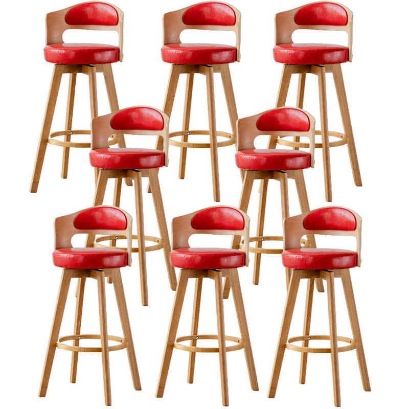 Taburete de madera contemporáneo taburete de cuero falso en acabado mate para interiores