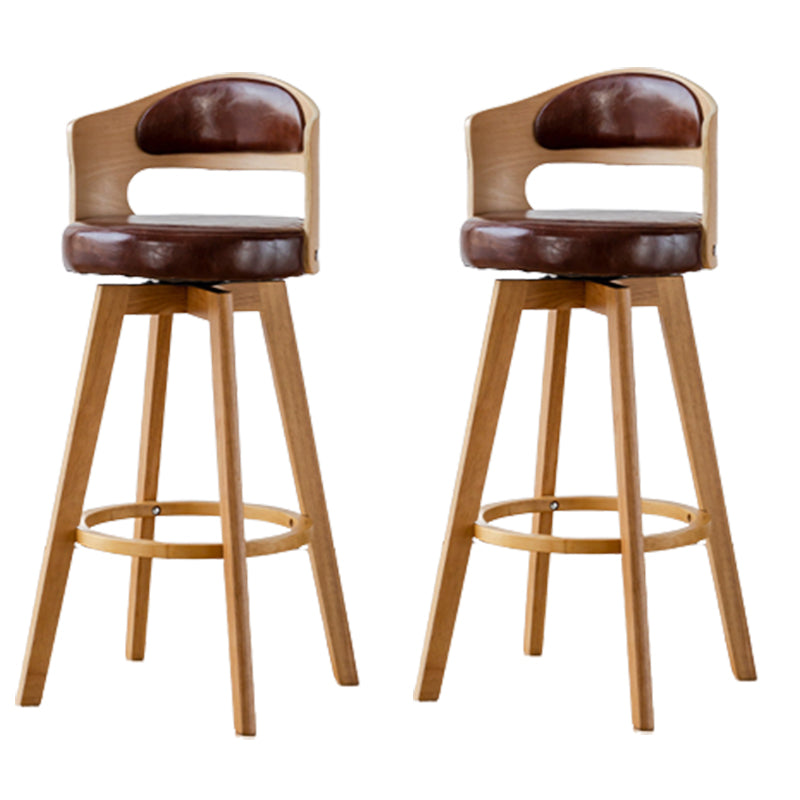 Taburete de madera contemporáneo taburete de cuero falso en acabado mate para interiores