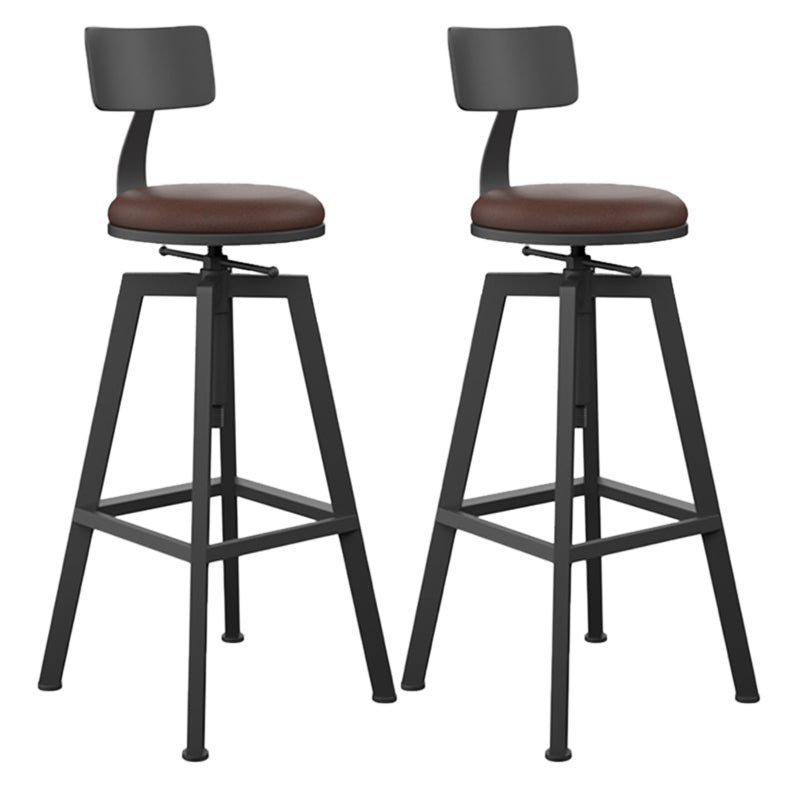 Adjustable Armless Height Stool Industrial Counter Stools with Black Base