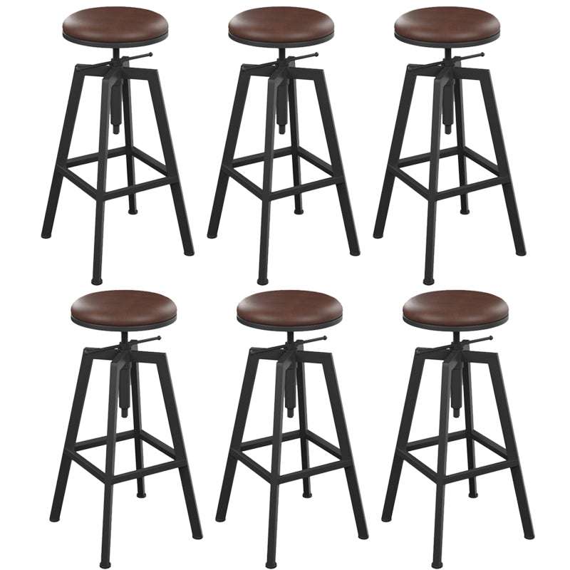 Adjustable Armless Height Stool Industrial Counter Stools with Black Base