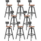 Adjustable Armless Height Stool Industrial Counter Stools with Black Base