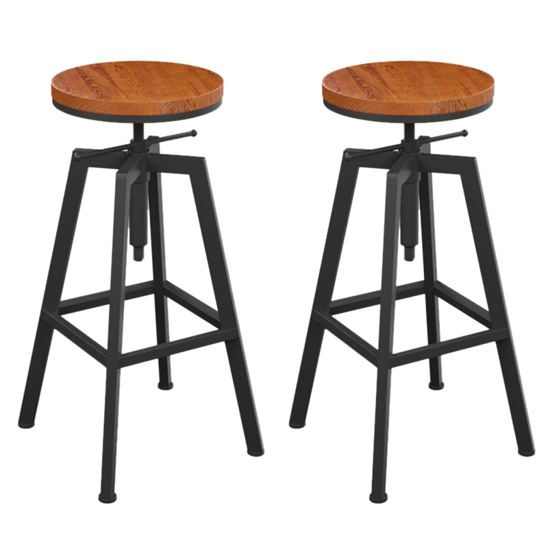 Adjustable Armless Height Stool Industrial Counter Stools with Black Base