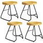 Modern Contoured Seat Pine Solid Wood Bar Stool with Iron Base 4 Piece Set Short Stool(18"H) Clearhalo 'Bar Furniture' 'Bar Stools' 'bar_stools' 'furn' 'furn_bar_stools' 'Furniture' 'Kitchen & Dining Furniture' 5528051