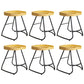 Modern Contoured Seat Pine Solid Wood Bar Stool with Iron Base 6 Piece Set Short Stool(18"H) Clearhalo 'Bar Furniture' 'Bar Stools' 'bar_stools' 'furn' 'furn_bar_stools' 'Furniture' 'Kitchen & Dining Furniture' 5528053